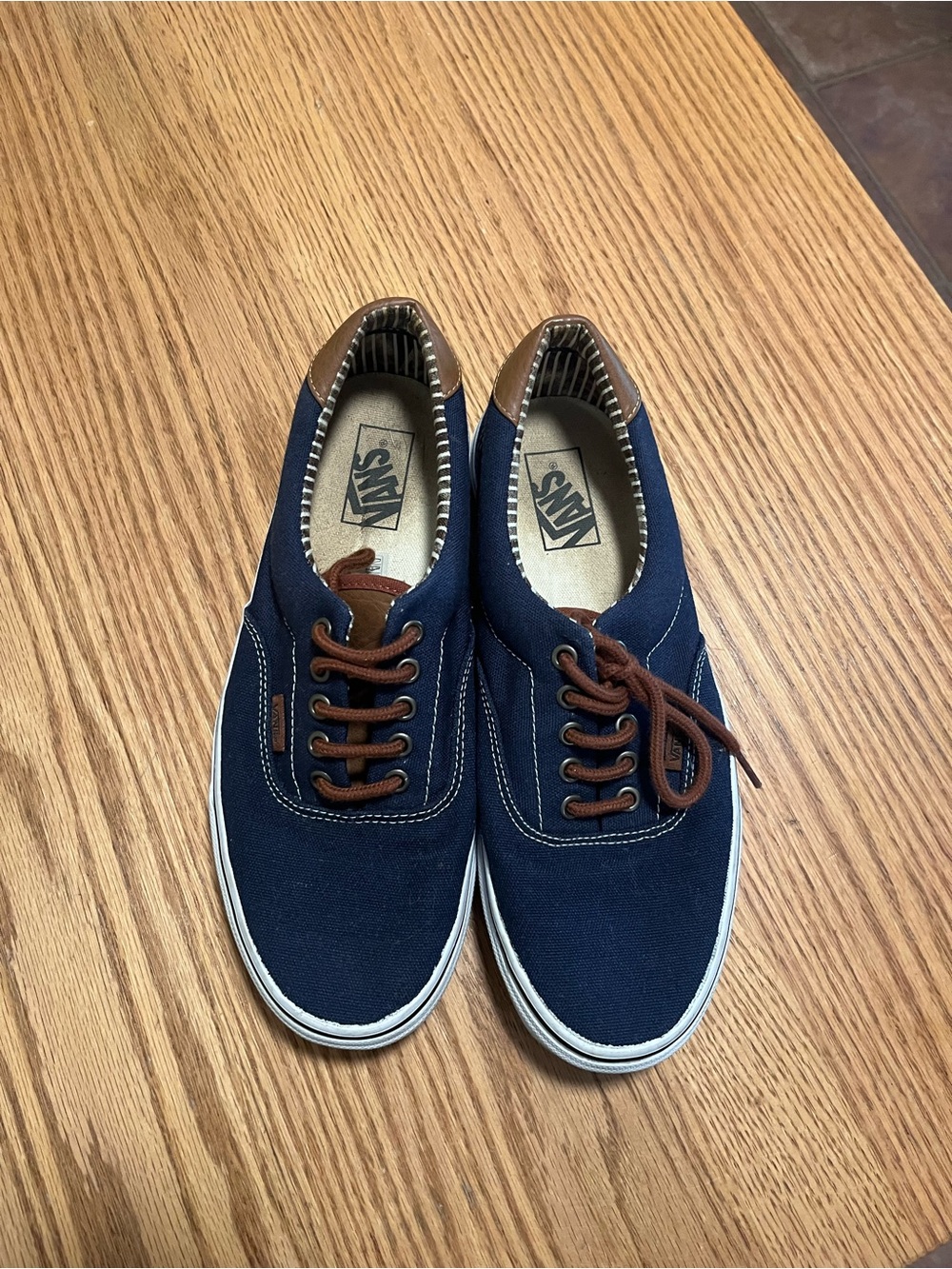 Men’s VANS Blue/Brown Shoes Size 9 Boat canvas Shoes